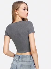 SHEIN EZwear Form-Fitting Ribbed Cropped Tee