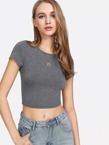 SHEIN EZwear Form-Fitting Ribbed Cropped Tee