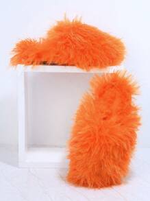 SHUZIA Fuzzy Closed Toe Slippers Summer Shoes Spring Shoes Spring Break Easter - Orange - View 2