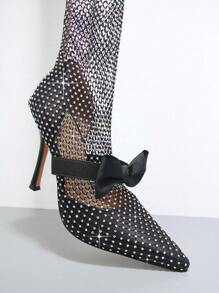SHUZIA Rhinestone Decor Point Toe Stiletto Heeled Boots