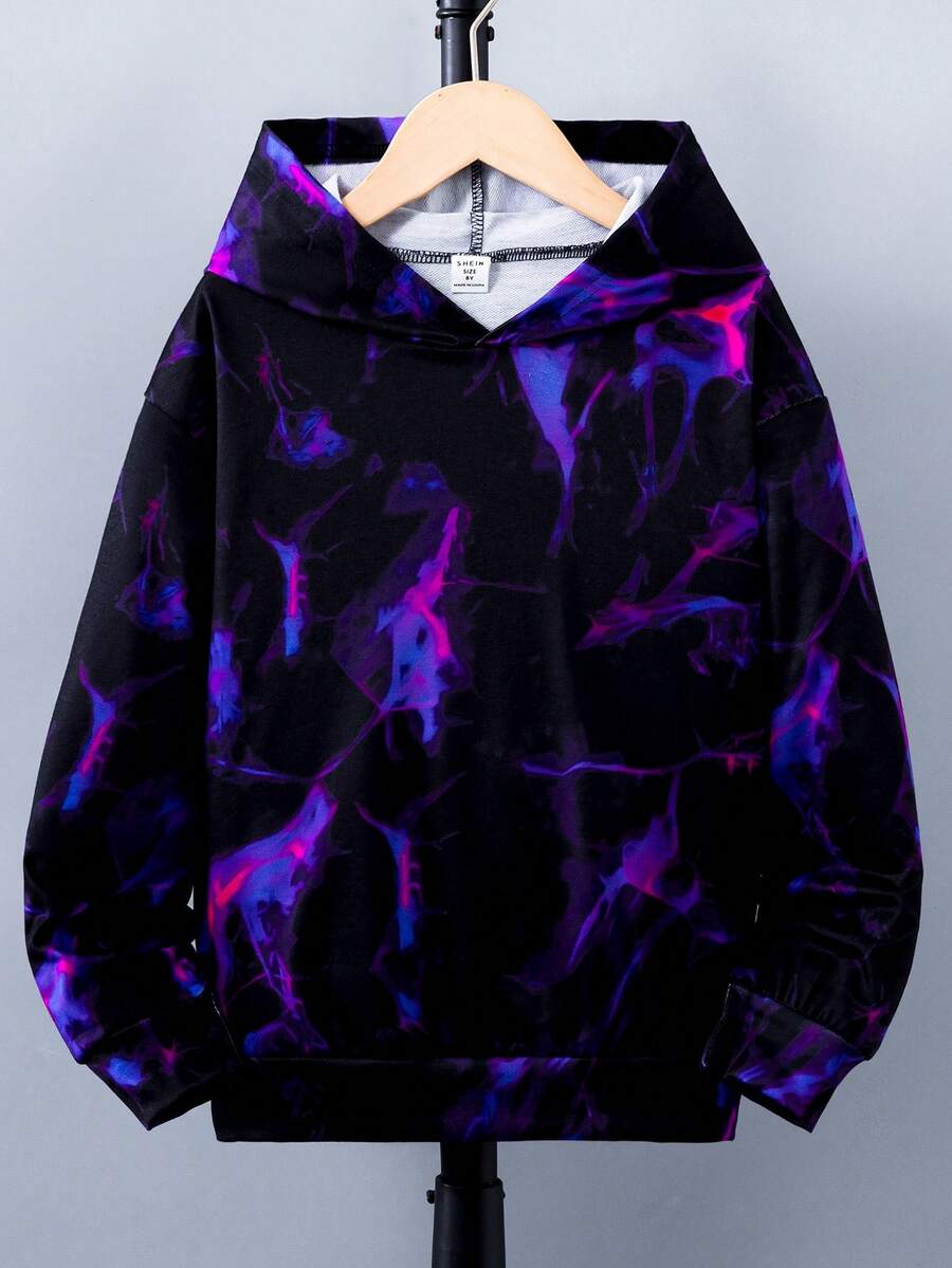 SHEIN Áo nỉ in hình tia sét dành cho bé trai tuổi teen - Nhiều màu - Xem 1