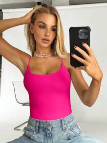 SHEIN BAE Solid Backless Cami Top - Hot Pink - View 5