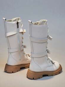 Children's Mid-calf Boots With Bowknot Decoration, Outdoor Fashionable And Versatile - Beige - View 2