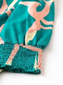 SHEIN LUNE Hơn In Toàn bộ Cổ giả Áo sơ mi - màu xanh lá - Xem 5