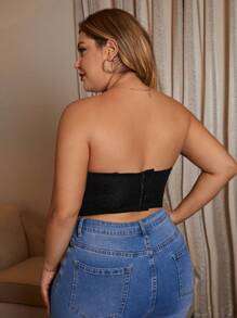 大碼鉤眼背文胸 - 黑色 - 查看 2