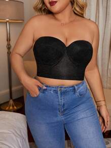 大碼鉤眼背文胸 - 黑色 - 查看 3