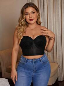 大碼鉤眼背文胸 - 黑色 - 查看 4