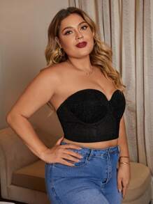 大碼鉤眼背文胸 - 黑色 - 查看 5