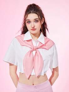 ROMWE Kawaii 1pc Women Cat Pattern Faux Collar - Pink - View 4