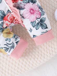 女嬰印花荷葉邊連帽連身褲 - 彩色 - 查看 5