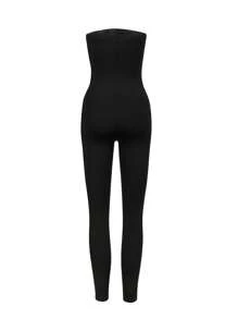 INAWLY Solid Tube Unitard Jumpsuit - Black - View 6