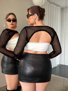 SHEIN ICON Talla grande Top súper crop de malla sin top tubo
