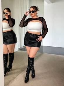 SHEIN ICON Talla grande Top súper crop de malla sin top tubo