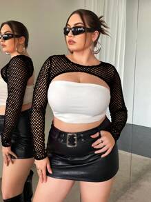 SHEIN ICON Talla grande Top súper crop de malla sin top tubo