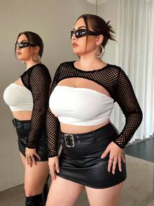 SHEIN ICON Talla grande Top súper crop de malla sin top tubo