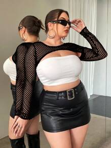 SHEIN ICON Talla grande Top súper crop de malla sin top tubo