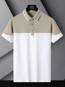 Hombres Camisa polo de dos tonos - Blanco - Ver 1