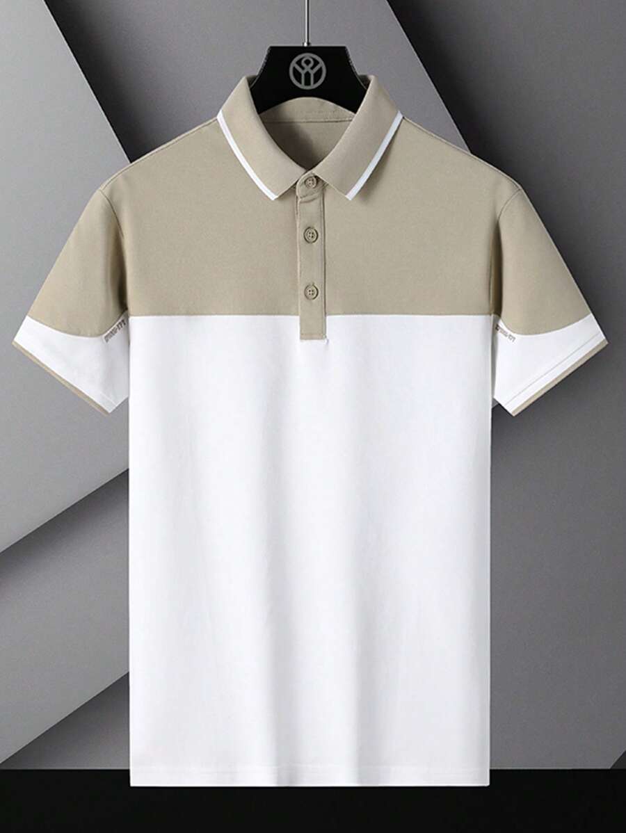 Hombres Camisa polo de dos tonos - Blanco - Ver 1