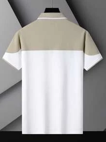 Hombres Camisa polo de dos tonos - Blanco - Ver 2