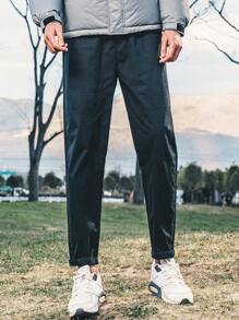 Men Solid Slant Pocket Pants