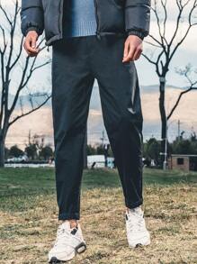 Men Solid Slant Pocket Pants