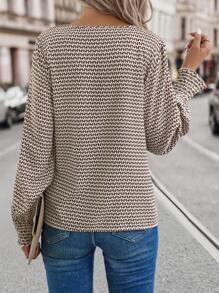 EMERY ROSE Allover Print Lantern Sleeve Blouse,Long Sleeve Tops Fall Cloth For Women - Multicolor - View 2