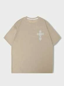 ROMWE MEN Grunge Punk 男士翅膀印花tee - 卡其色 - 查看 2