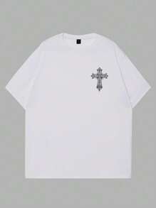 ROMWE MEN Goth Camiseta con estampado de alas para hombre, escuela - Blanco - Ver 2