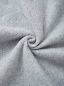 SHEIN EZwear 字母圖案加絨內裏運動衫 - 淺灰色 - 查看 3