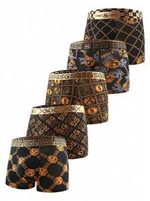 Men 5pcs Geo Print Boxer Brief - Multicolor - View 2