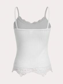 ROMWE Contrast Lace Cami Top - White - View 2