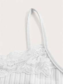 ROMWE Contrast Lace Cami Top - White - View 3