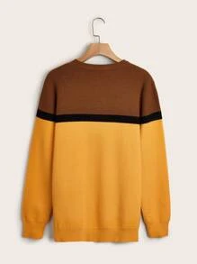 Men Color Block Sweater - Yellow - View 2