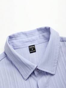 Manfinity Homme Men Solid Button Up Shirt & Shorts - Violet Purple - View 3