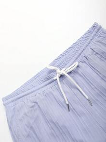Manfinity Homme Men Solid Button Up Shirt & Shorts - Violet Purple - View 5