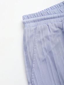 Manfinity Homme Men Solid Button Up Shirt & Shorts - Violet Purple - View 6