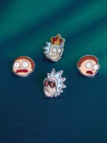 Rick and Morty X SHEIN Phim hoạt hình dễ thương Nhân vật Hoa tai - Nhiều màu - Xem 1