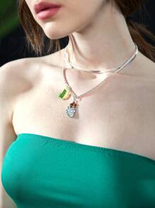 Rick and Morty X SHEIN 時尚銀雙層項鍊 - 彩色 - 查看 5