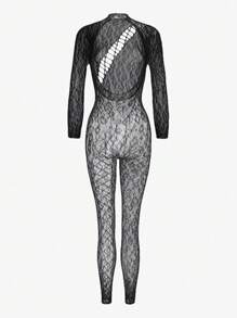 Cut Out Leopard Fishnet Bodystocking Lingerie Without Liner, Lingerie For Women,Sexy,Valentine's Day,Sexy Lingerie, - Black - View 5