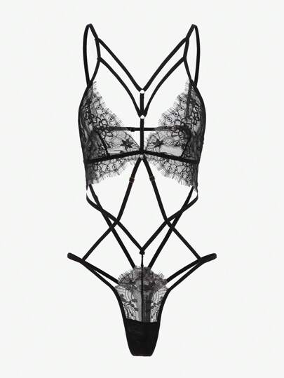 Seduluxe Bloemen Kanten Cut Out Teddy Bodysuit Lingerie view 4