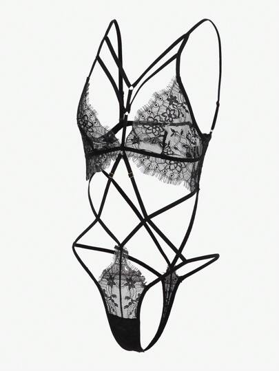 Seduluxe Bloemen Kanten Cut Out Teddy Bodysuit Lingerie view 5