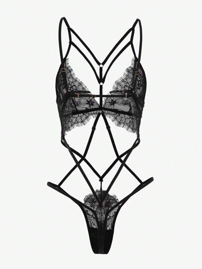 Seduluxe Bloemen Kanten Cut Out Teddy Bodysuit Lingerie view 7