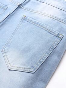 Quần Jeans Rửa Tẩy Rách Thêu Hình Đầu Lâu Cho Nam, Dành Cho Halloween - Rửa nhẹ - Xem 7