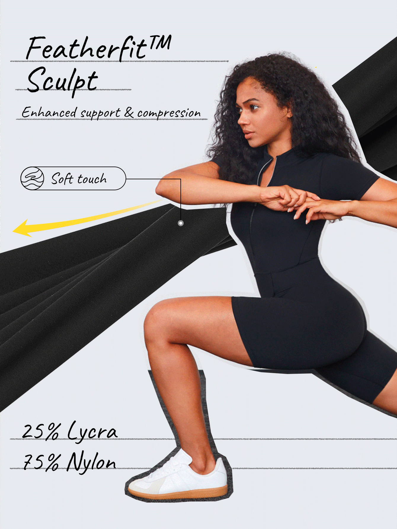 GLOWMODE Featherfit™-塑形星隱形控肚連身褲 - 黑色 - 查看 5