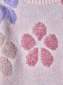 RueChic Tween Girl Floral Pattern Sweater - Baby Pink - View 4