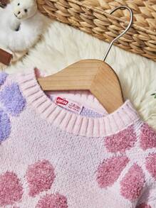 RueChic Tween Girl Floral Pattern Sweater - Baby Pink - View 5