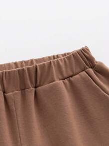 Young Boy Cartoon Graphic Tee & Shorts - Coffee Brown - View 4