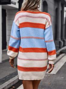 SHEIN LUNE Colour Block Drop Shoulder Jumper Dress - Multicolor - View 2