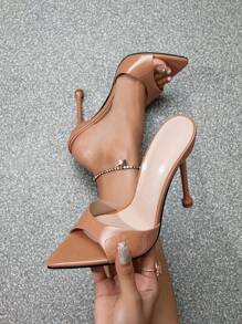 Màu xanh lá Pointed Toe Gầy Gót chân Dép Mules Đối với phụ nữ - Bụi hồng - Xem 1