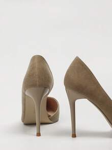 Fashionable Simple Style Pointed Toe Cut-outs Design Stiletto High Heel Shoes For Women To Show A Slimming Effect - Khaki - View 2